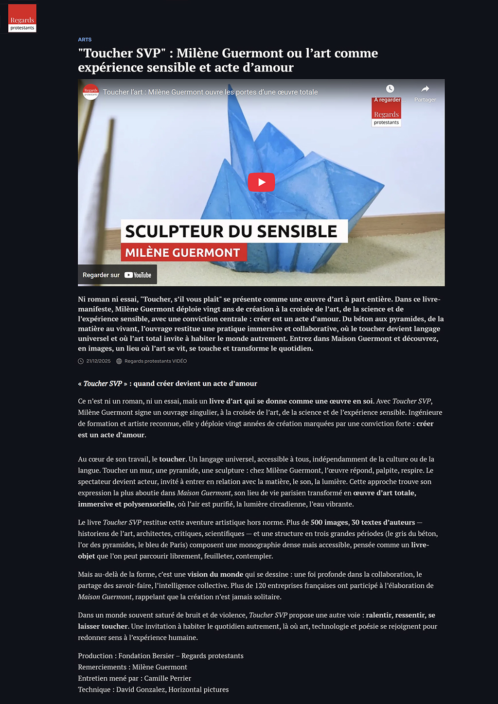 Regards Protestants — Milène Guermont dans Regards Protestants