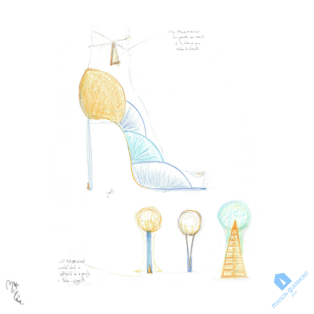 First sketch of the sculptures SOULIERS CREOPATRA