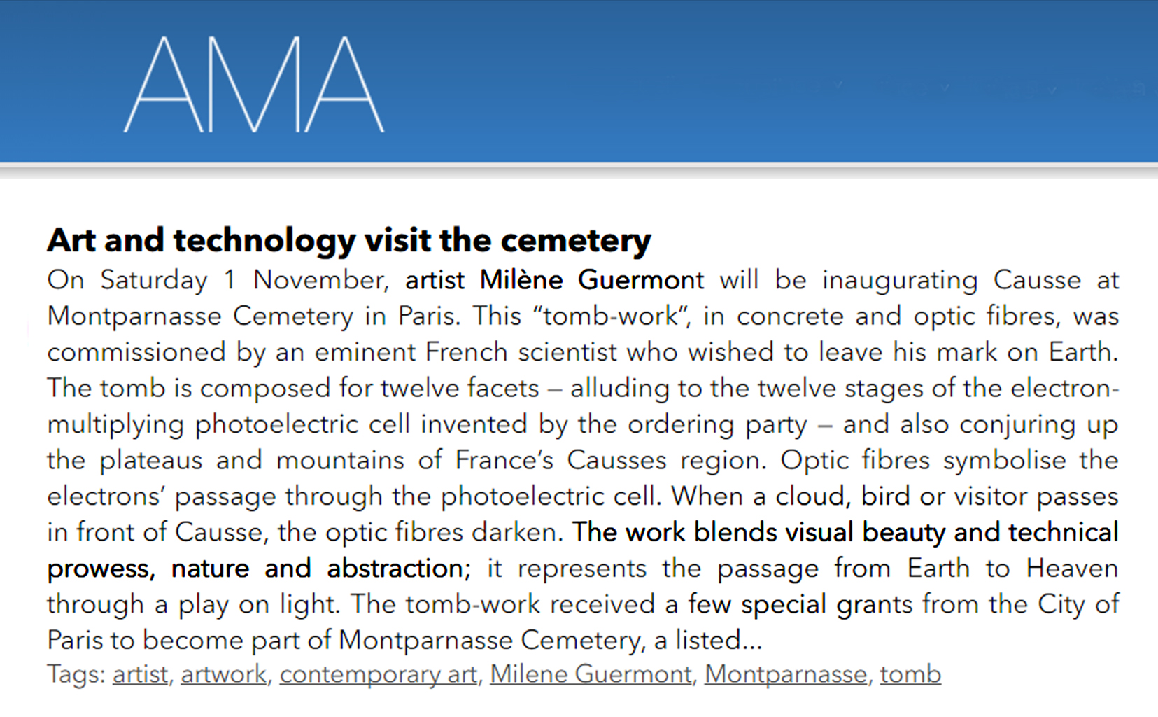 AMA Art Technologies Cemetery Milene Guermont